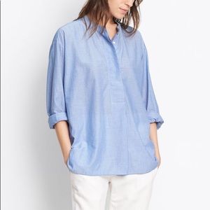 Vince Half Button Up Skinny Stripe Shirt Sz XS